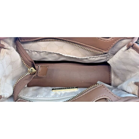 Steve Madden Womens Brown Leather Top Handle Satchel Handbag - Picture 6 of 9
